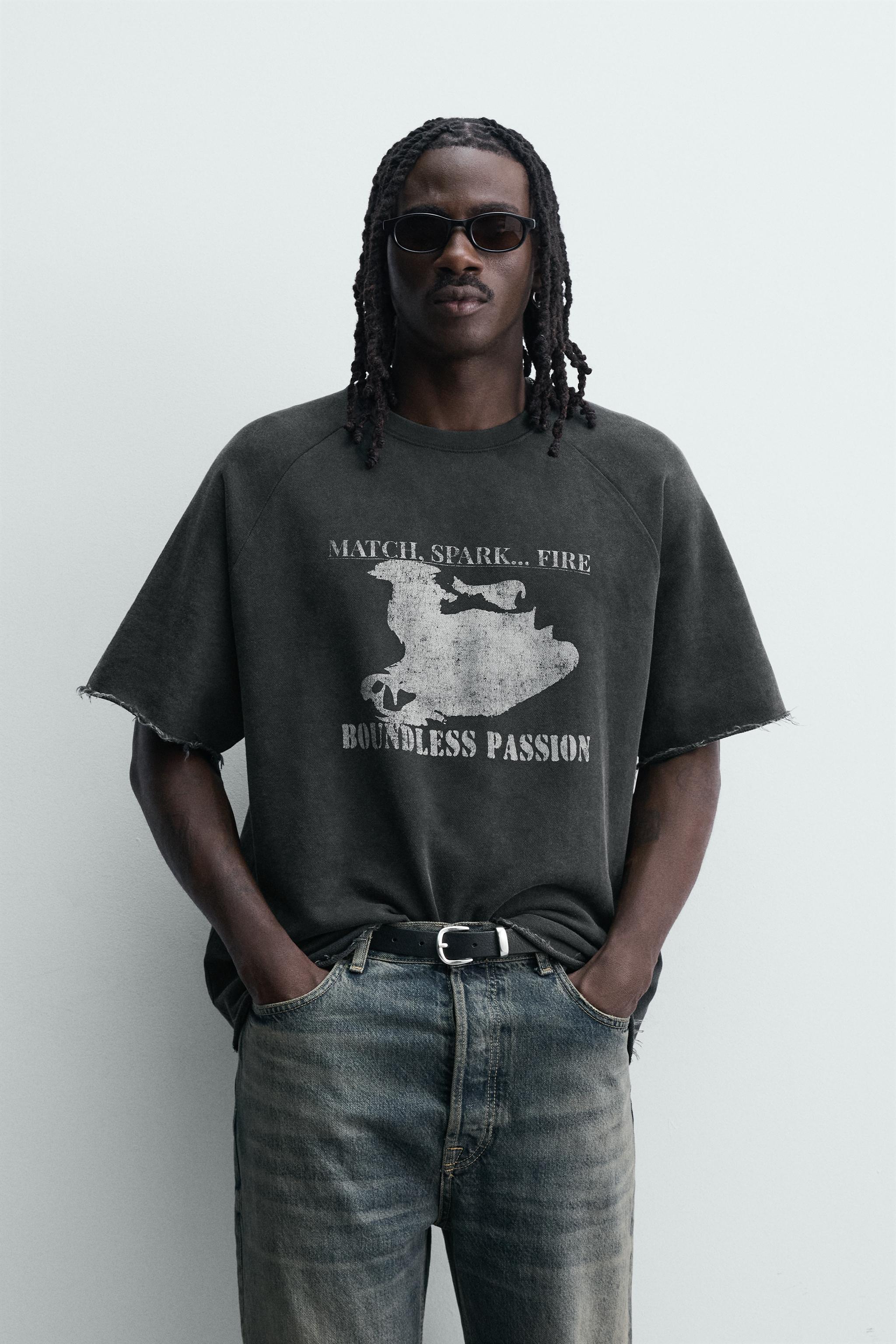 WASHED SWEATSHIRT WITH CONTRAST PRINT